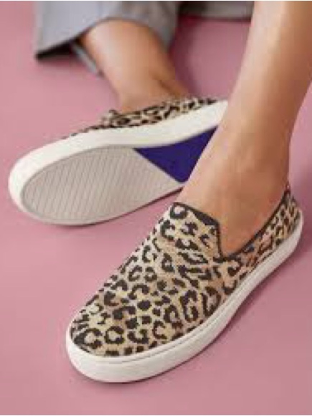 Rothy’s Leopard Print Slip-On Sneakers - Beige/Black